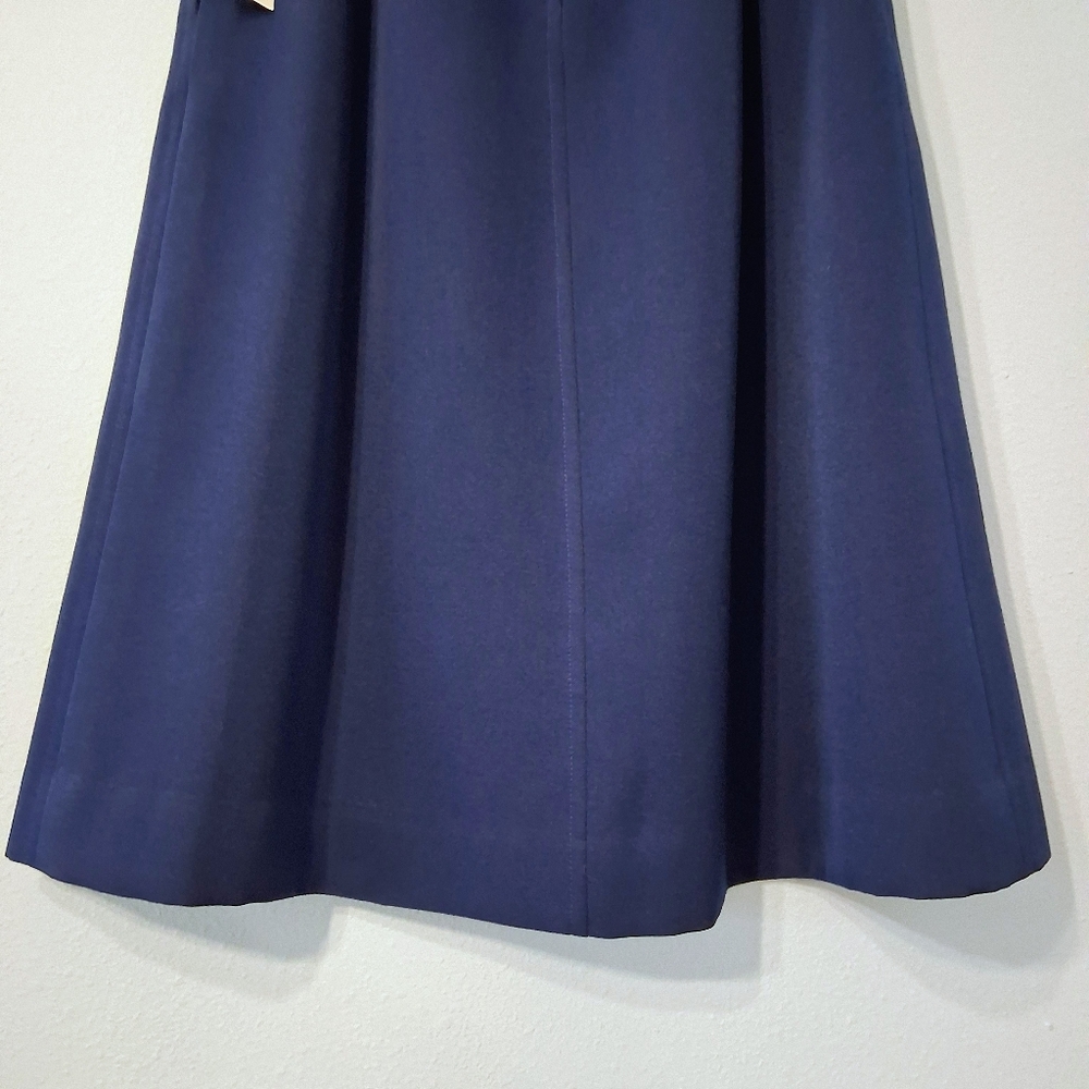 Vintage Givenchy Skirt Navy Blue A-line Midi Lined Zipper Button Closure Pockets - Picture 10 of 16